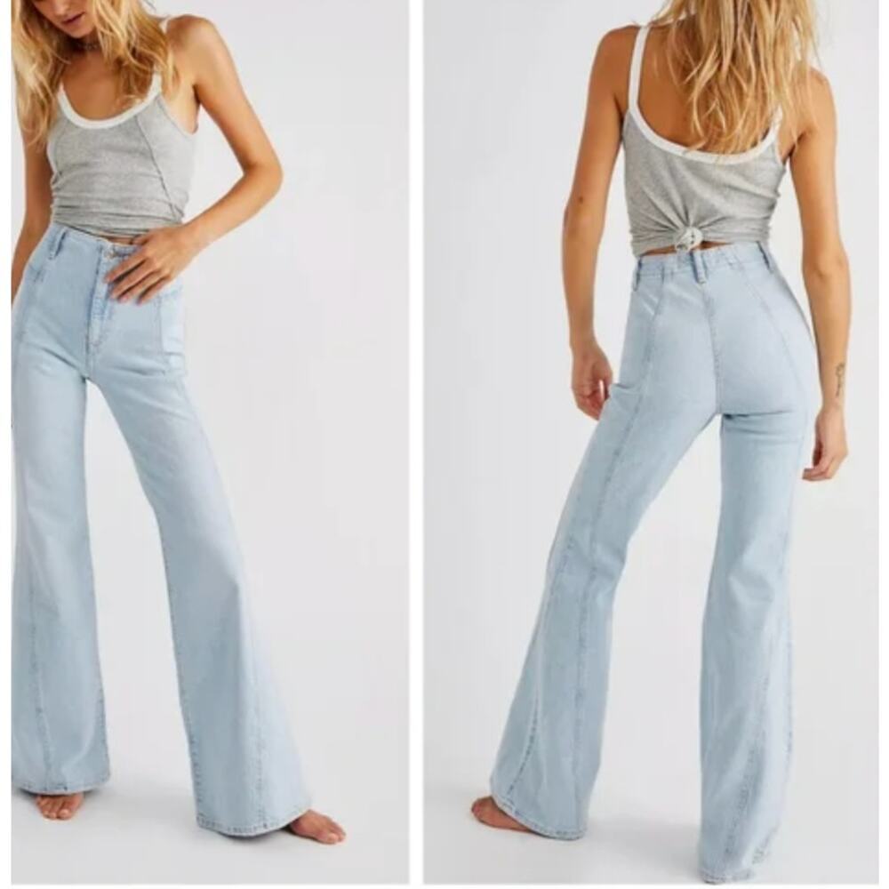 FP We The Free Florence Flare Women's Jeans Light Indigo Hippie Bohemian Size 27